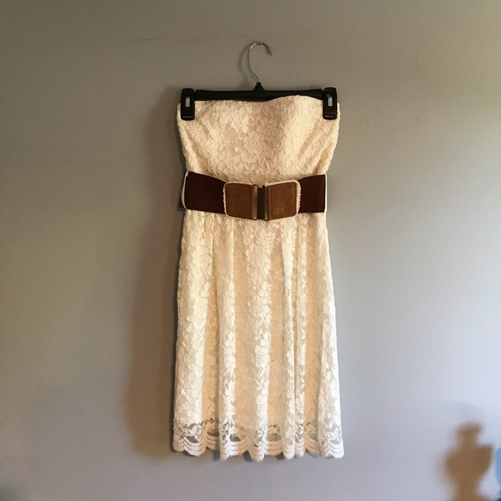 Rachael & Chloe White Strapless Lace Dress
